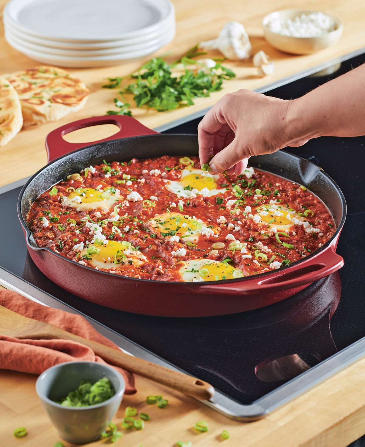 Shop Rachael Ray Nitro Cast Iron 14" Skillet With Side Handles In Red
