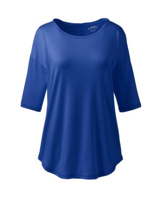 売れ筋商品|||ランズエンド カットソー トップス レディース Women's Supima Micro Modal Elbow Sleeve Balletneck Curved Hem Top Black Women's Supima Micro Modal Elbow Sleeve Balletneck Curved