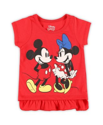 Baby Boys and Girls Minnie Mouse Red, White T-Shirt and Shorts Set