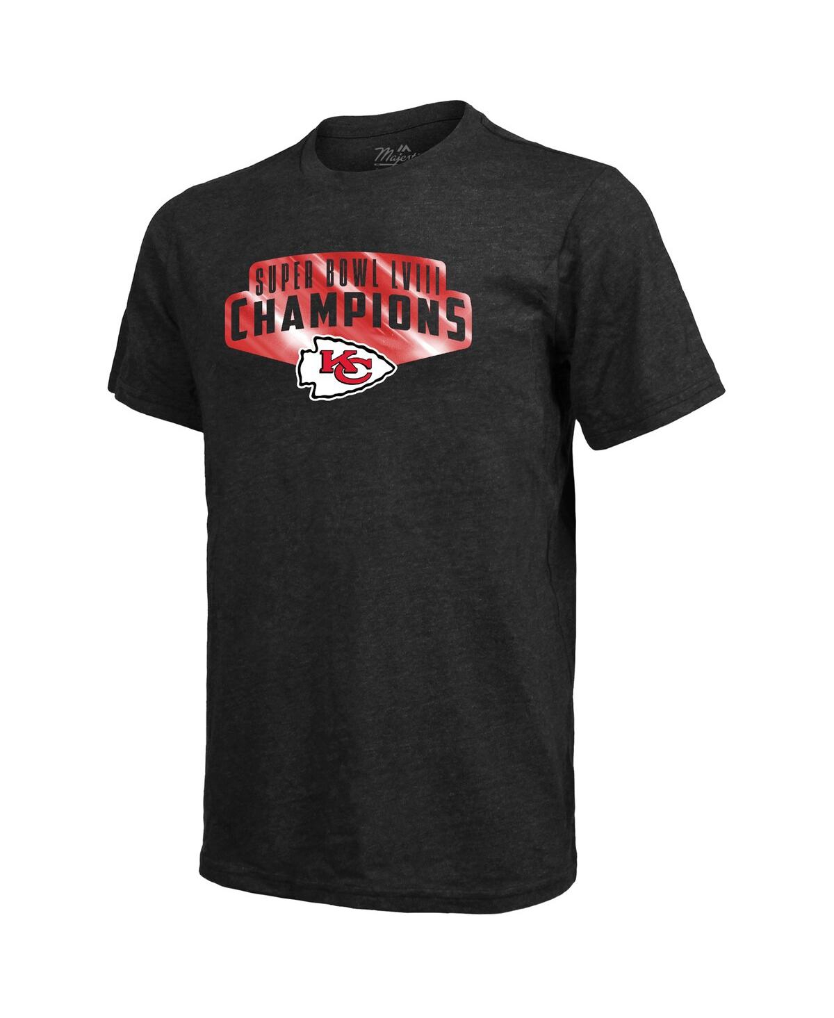 Men's Majestic ThreadsKansas City Chiefs Super Bowl Lviii Champions Tri-Blend T-Shirts - Black