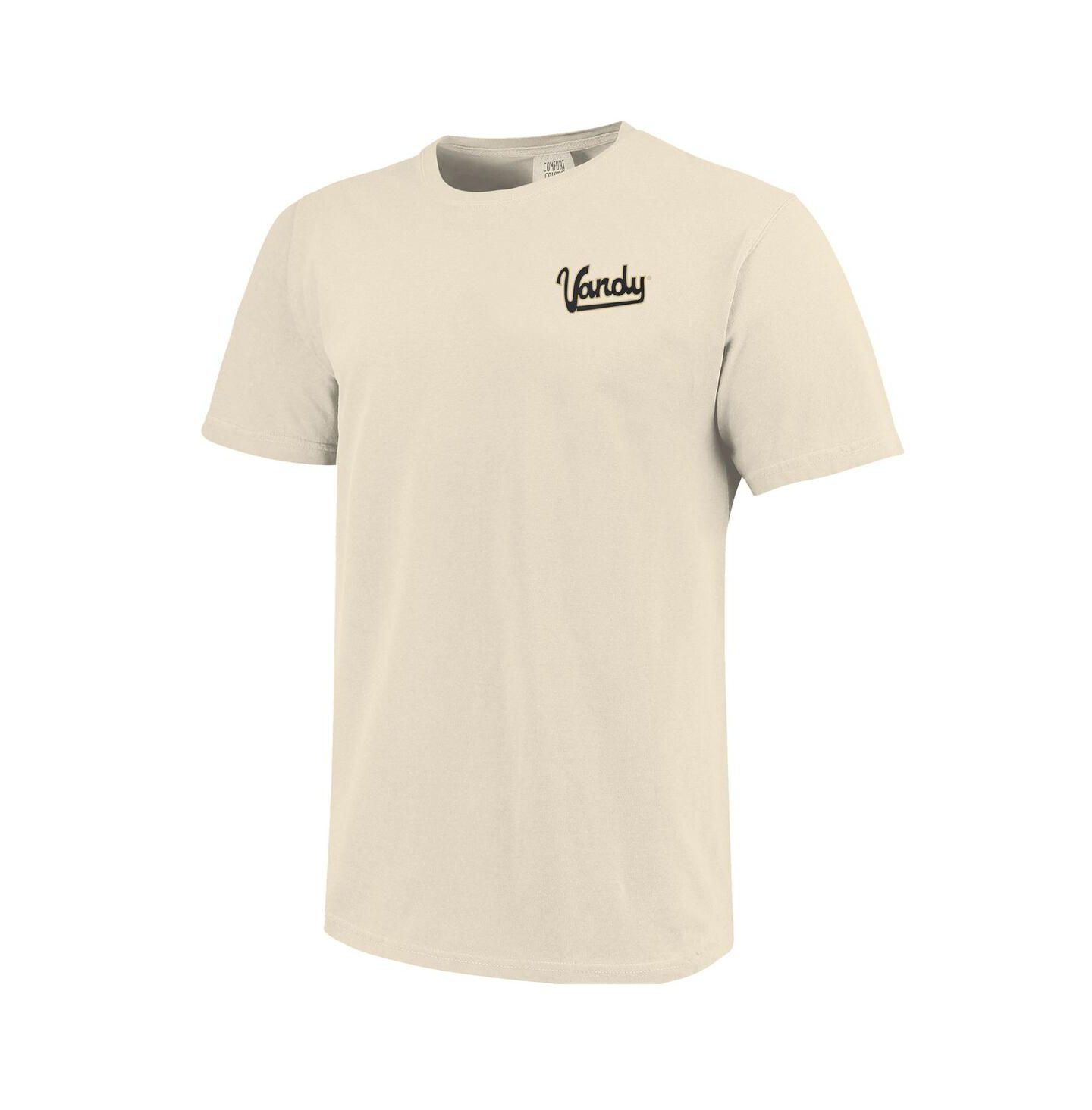 Мужская футболка Image One Cream Distressed Vanderbilt Commodores Baseball Throwback Comfort Color — фото 2