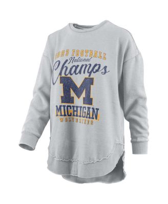 Pressbox Womens Pressbox Серый потертый Michigan Wolverines College Football Playoff 2023 Национальные чемпионы Пончо пуловер Толстовка