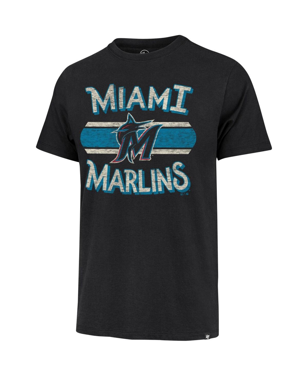 Shop 47 Brand Men's ' Black Distressed Miami Marlins Renew Franklin T-shirt