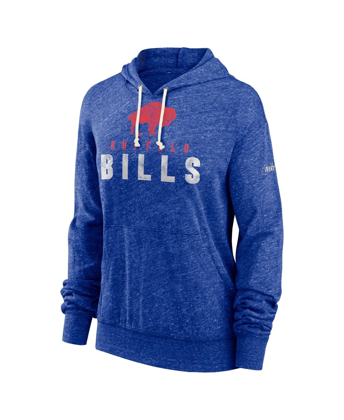 Women's NikeDistressed Buffalo Bills Rewind Gym Vintage-Like Lighweight Pullover Hoodie - Royal