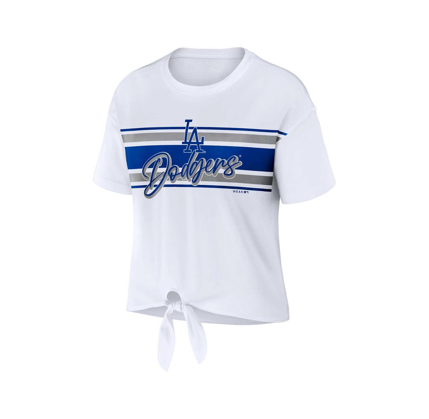 Women's White Los Angeles Dodgers Front Tie T-shirt