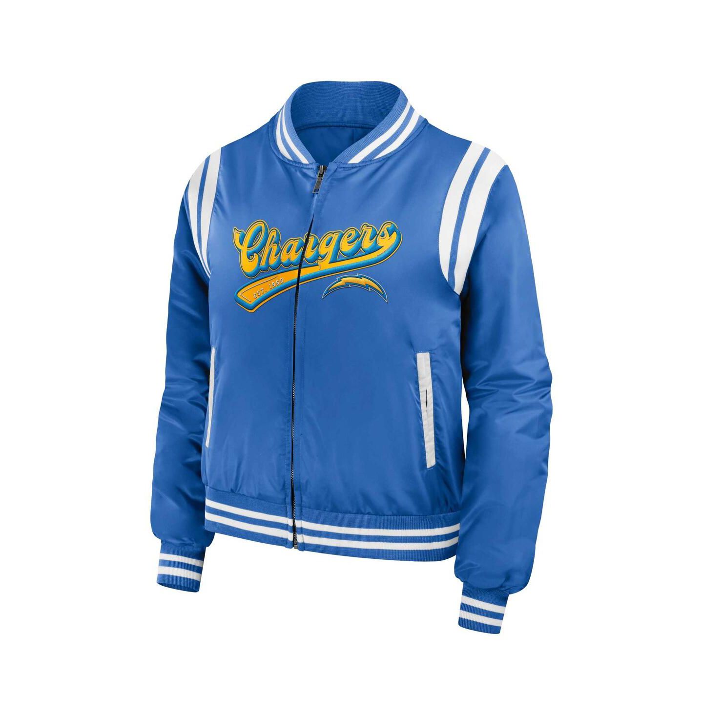Женская куртка WEAR by Erin Andrews Powder Blue Los Angeles Chargers Bomber Full-Zip — фото 2