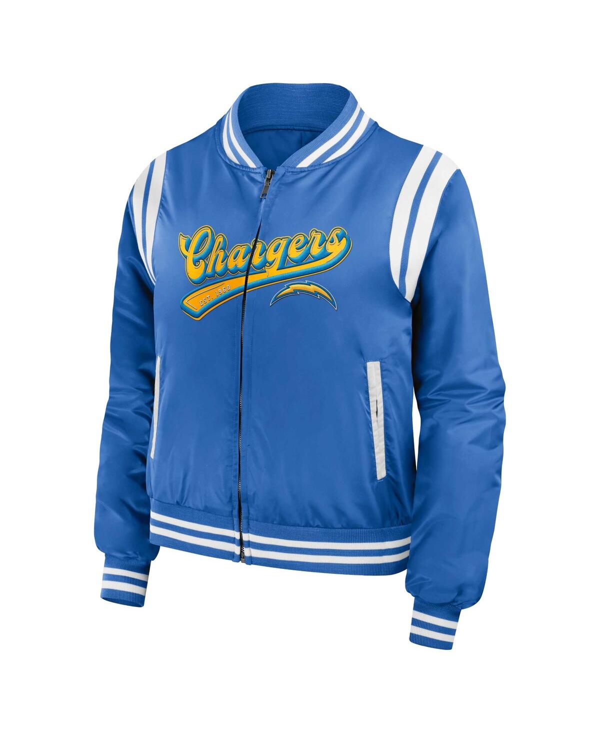 Shop Wear By Erin Andrews Women's  Powder Blue Los Angeles Chargers Bomber Full-zip Jacket