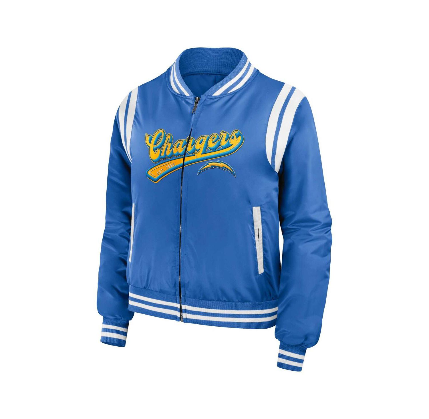 Women's Powder Blue Los Angeles Chargers Bomber Full-Zip Jacket