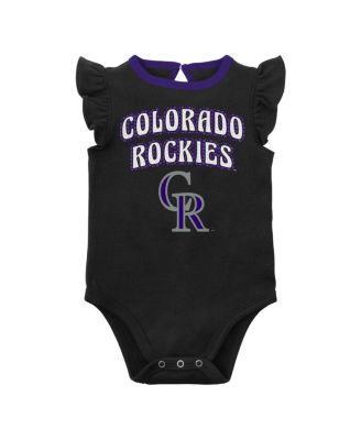 Baby Girls Black, Heather Gray Colorado Rockies Little Fan Two-Pack Bodysuit Set