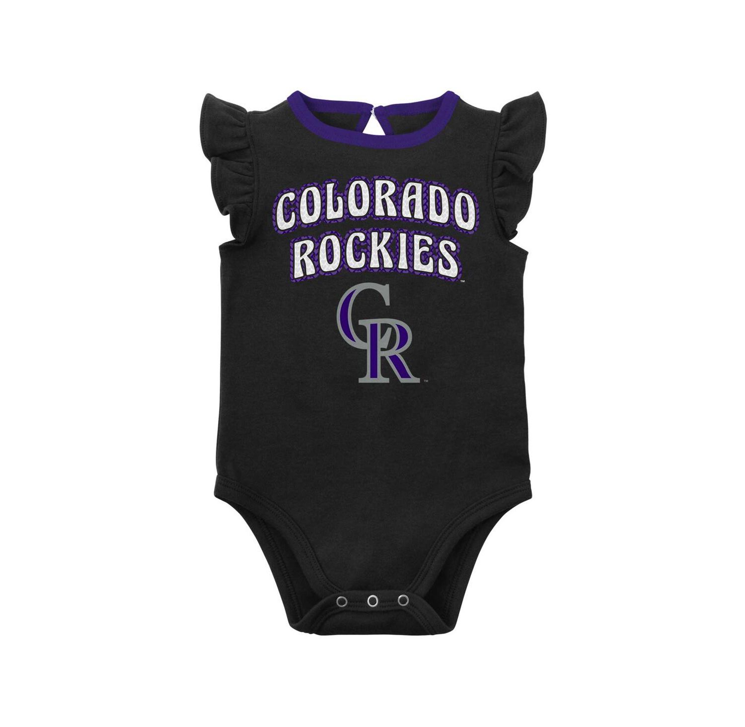 Baby Girls Black, Heather Gray Colorado Rockies Little Fan Two-Pack Bodysuit Set
