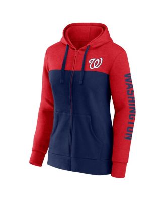 Women's Red, Navy Washington Nationals City Ties Hoodie Full-Zip Sweatshirt