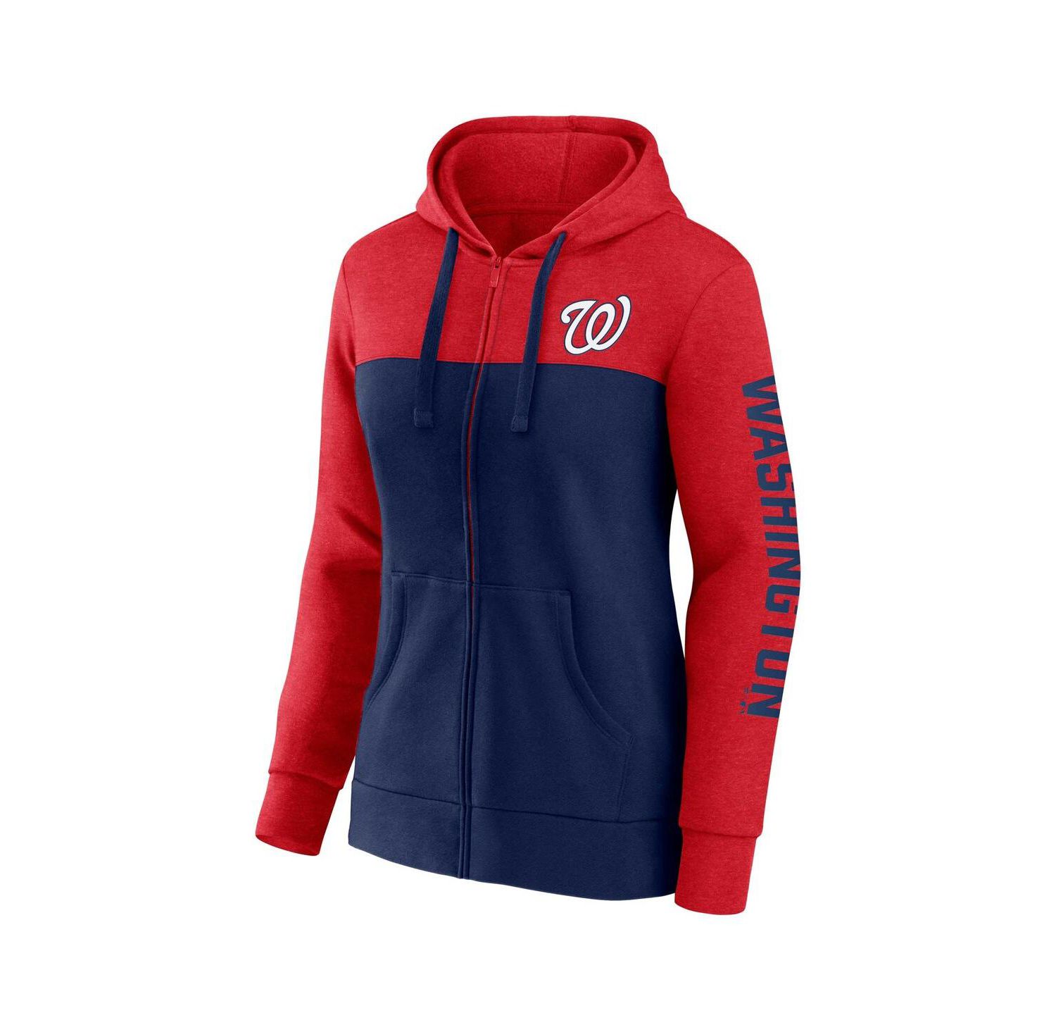 Women's Red, Navy Washington Nationals City Ties Hoodie Full-Zip Sweatshirt