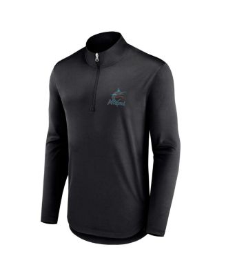 Men's Black Miami Marlins Quarterback Quarter-Zip Top