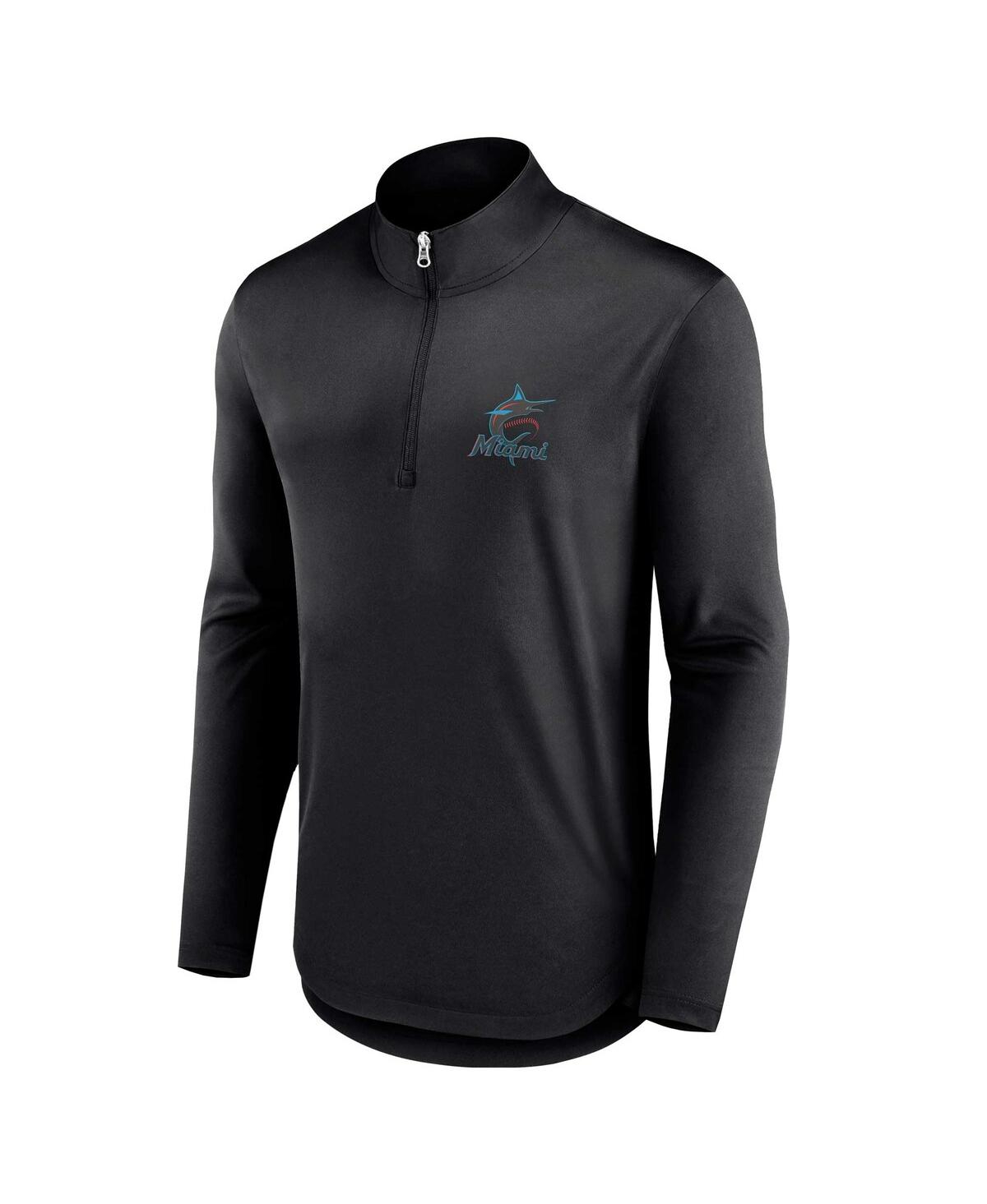 Fanatics Men's  Black Miami Marlins Quarterback Quarter-zip Top In Black
