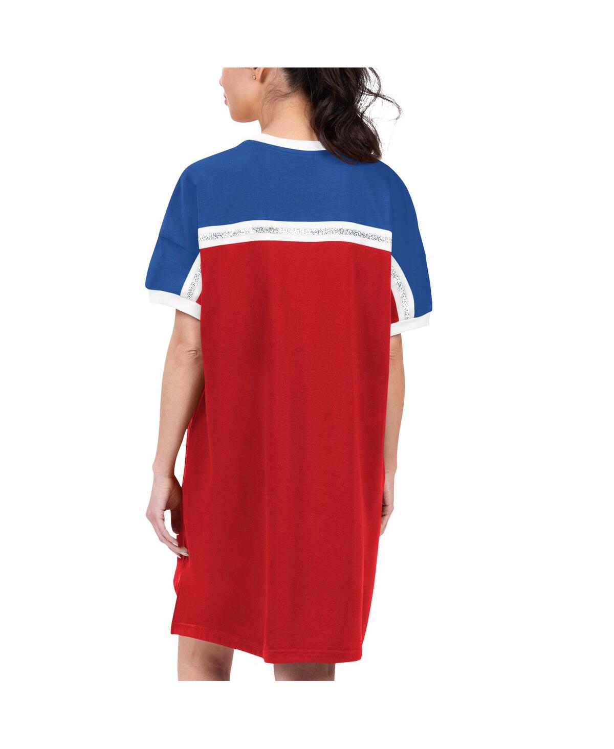 G-III 4HER BY CARL BANKS WOMEN'S G-III 4HER BY CARL BANKS RED, ROYAL PHILADELPHIA PHILLIES CIRCUS CATCH SNEAKER DRESS 