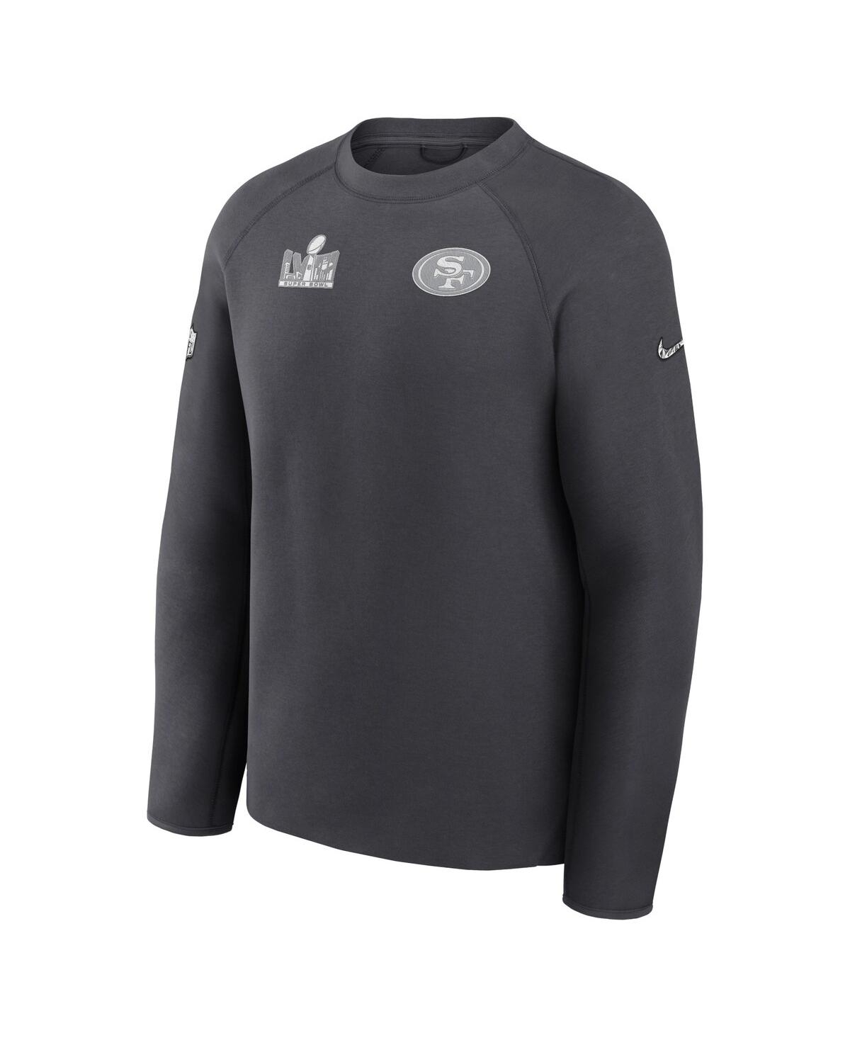 Men's NikeSan Francisco 49ers Super Bowl Lviii Opening Night Tech Fleece Pullover Sweatshirt - Anthracite