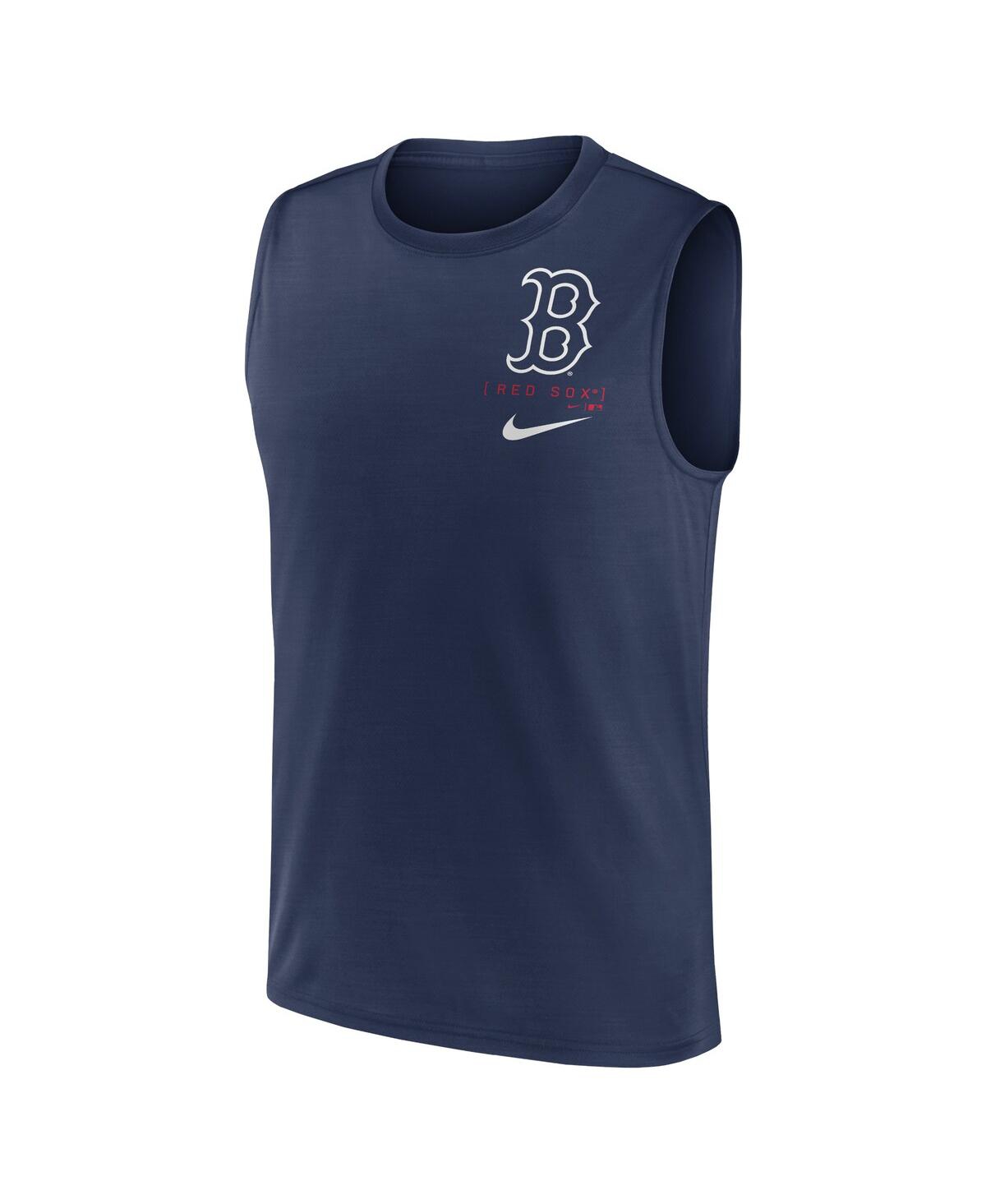 Shop Nike Men's  Navy Boston Red Sox Large Logo Muscle Tank Top