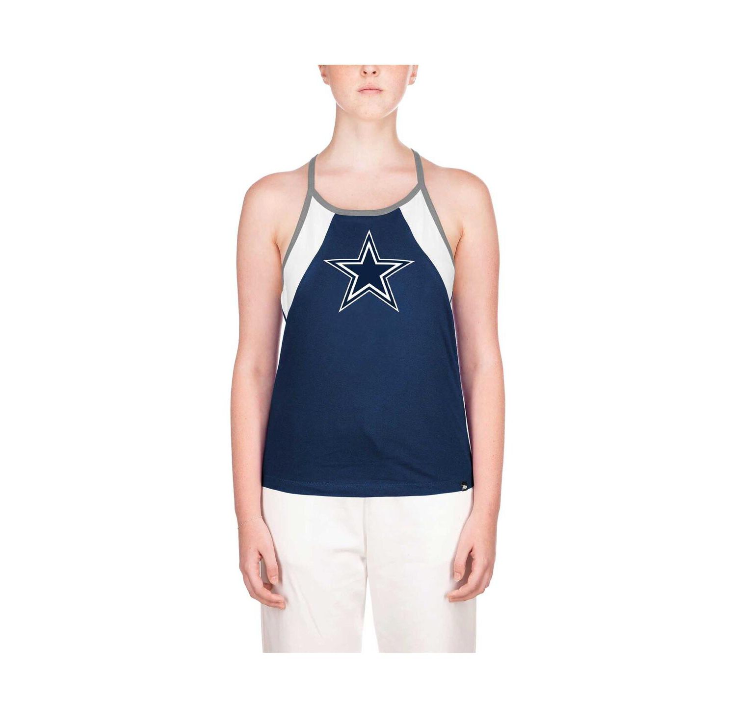 Women's Navy Dallas Cowboys Ribbed Racerback Tank Top