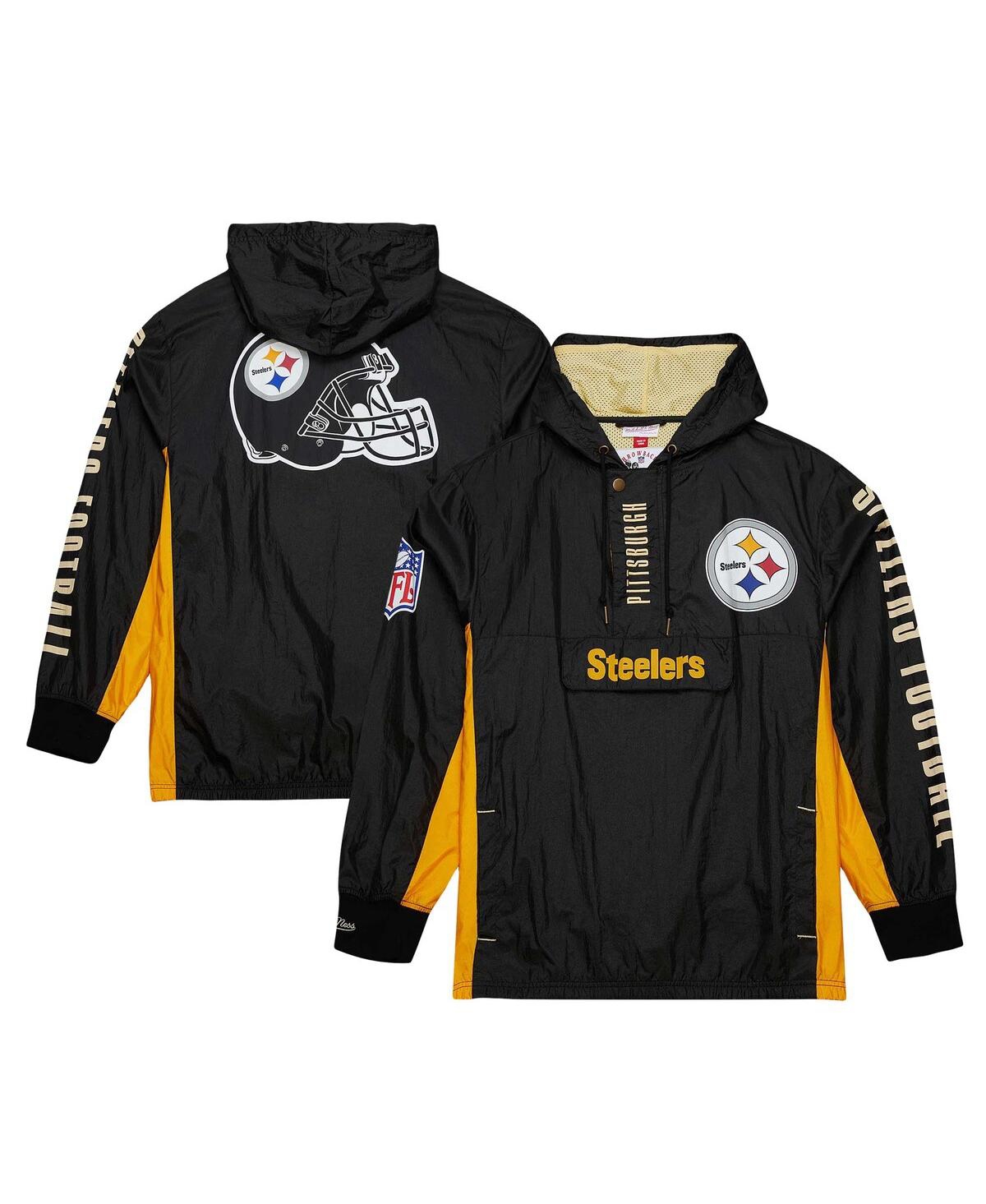 Shop Mitchell & Ness Men's  Black Distressed Pittsburgh Steelers Team Og 2.0 Anorak Vintage-like Logo Quar