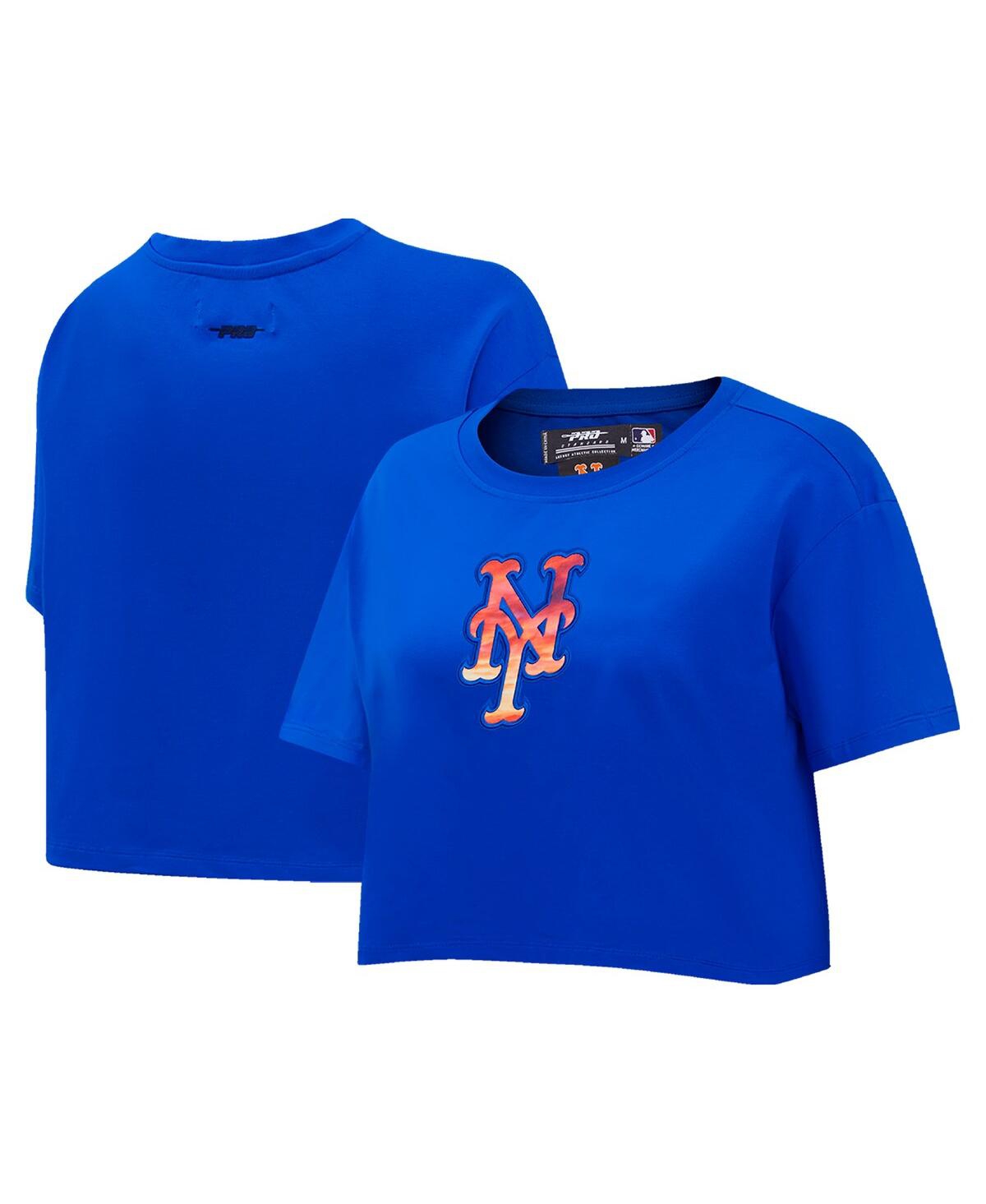 Shop Pro Standard Women's  Royal New York Mets Painted Sky Boxy Cropped T-shirt