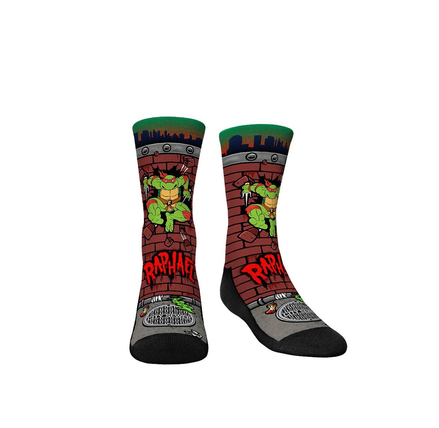 Youth Boys and Girls Socks Teenage Mutant Ninja Turtles Raphael Breakout Crew Socks