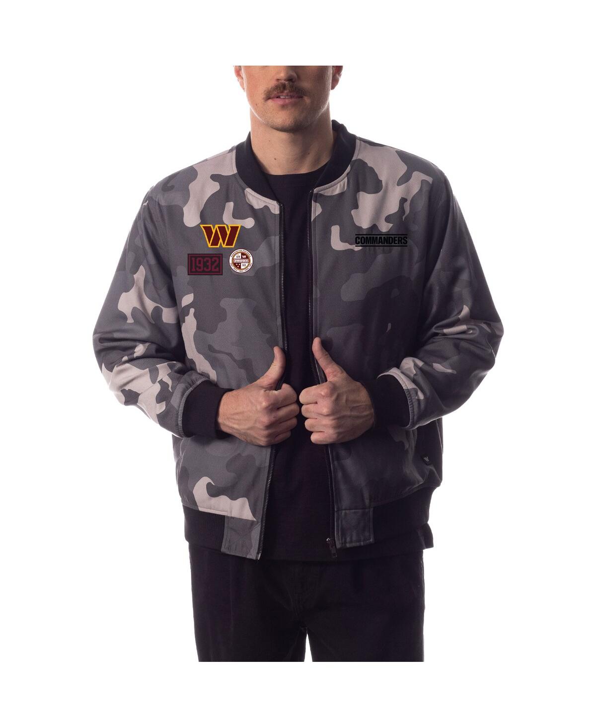 Men's and Women's The Wild Collective Gray Distressed Washington Commanders Camo Bomber Jacket - Gray