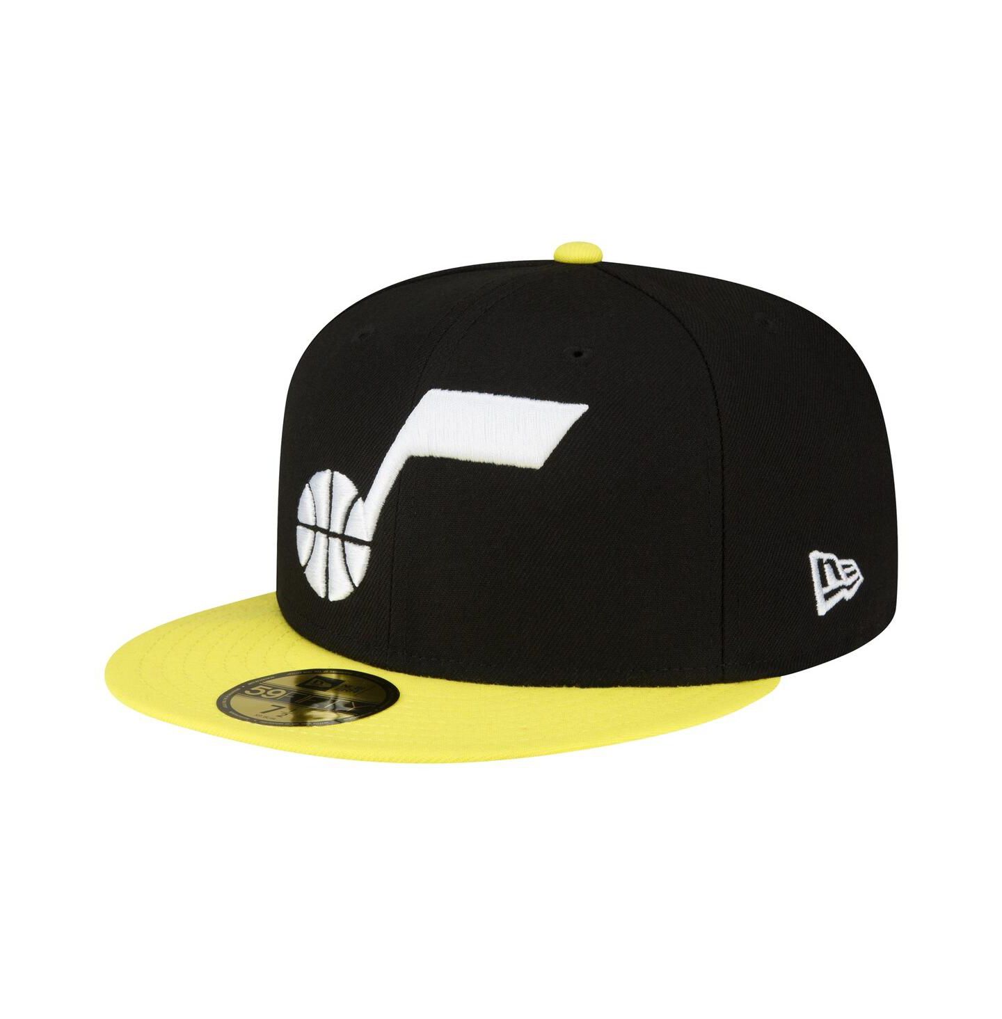 Мужская кепка New Era Black, Yellow Utah Jazz 2-Tone 59FIFTY Fitted Hat — фото 1