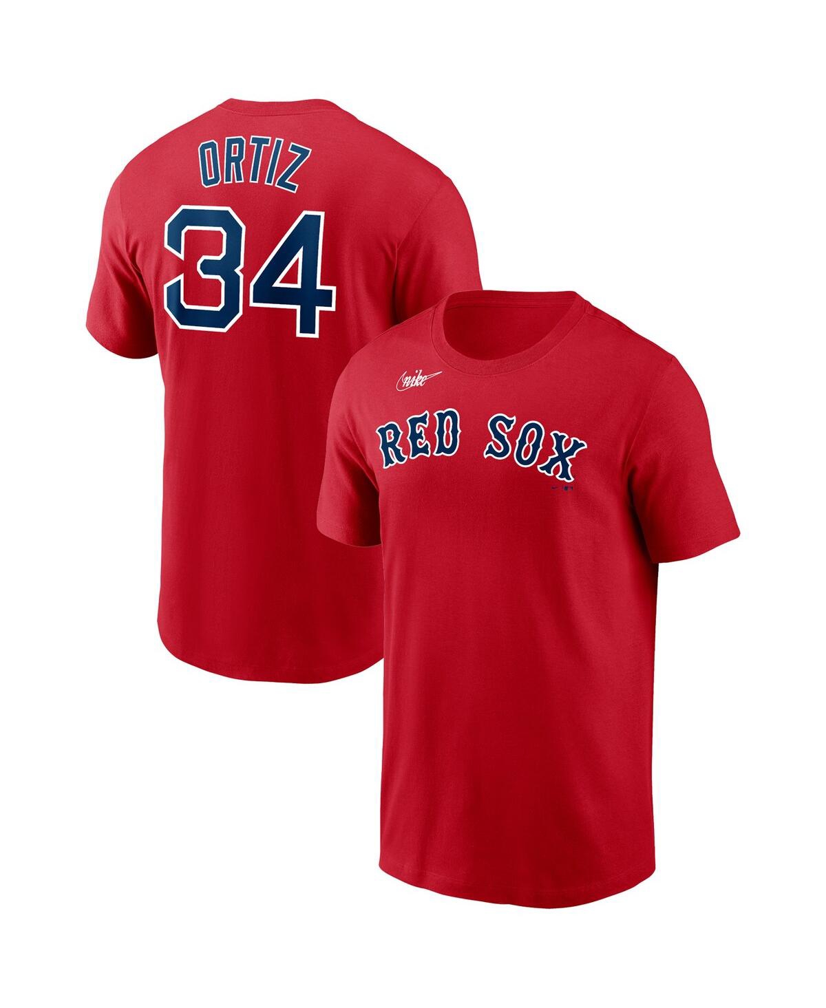 Shop Nike Men's  David Ortiz Red Boston Red Sox Name And Number T-shirt