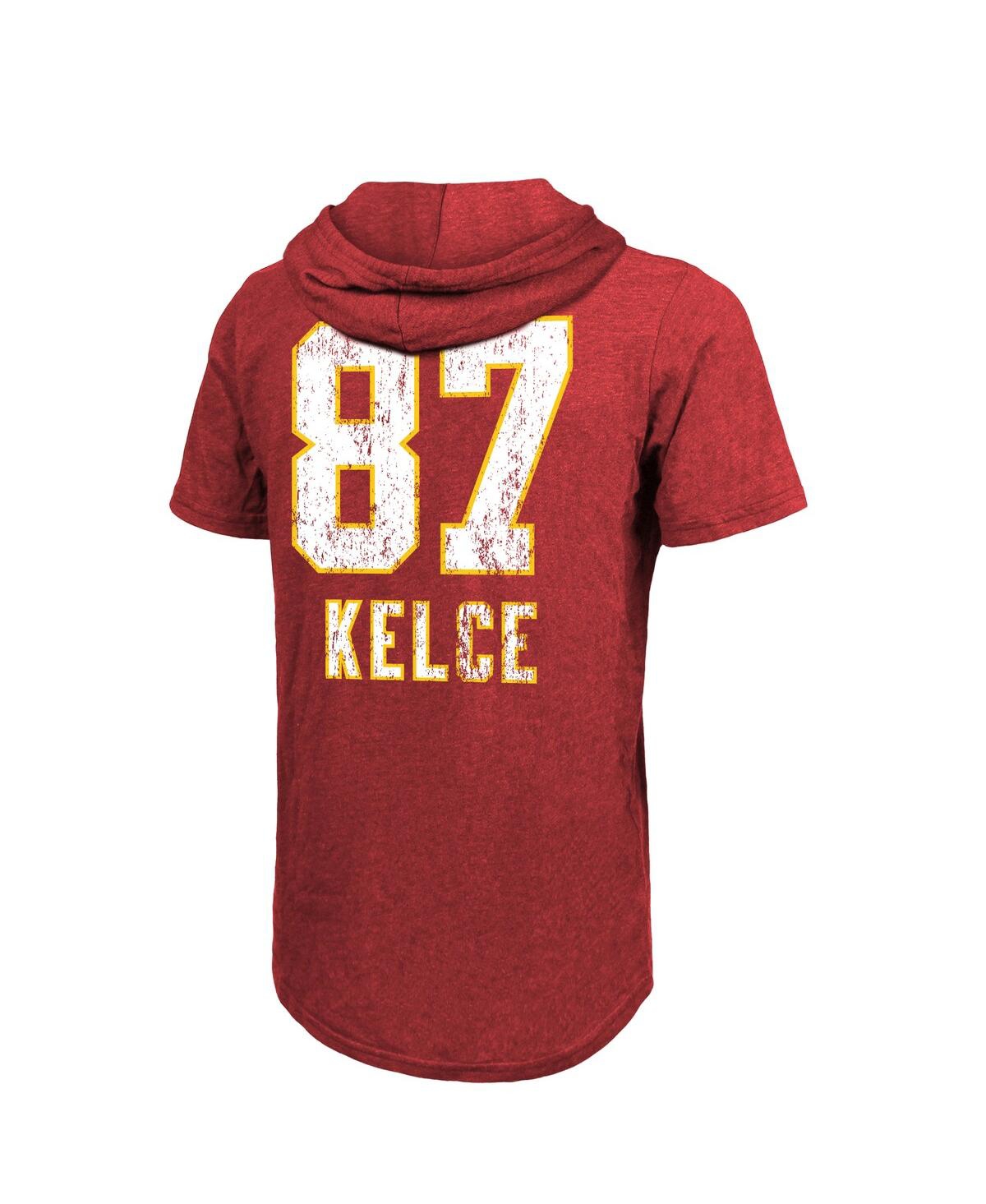 Shop Majestic Men's  Threads Travis Kelce Red Distressed Kansas City Chiefs Super Bowl Lviii Player Name A