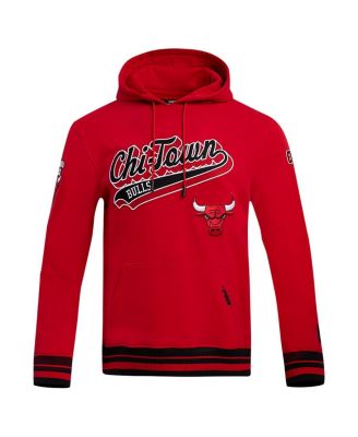 Men's Red Chicago Bulls Script Tail Pullover Hoodie