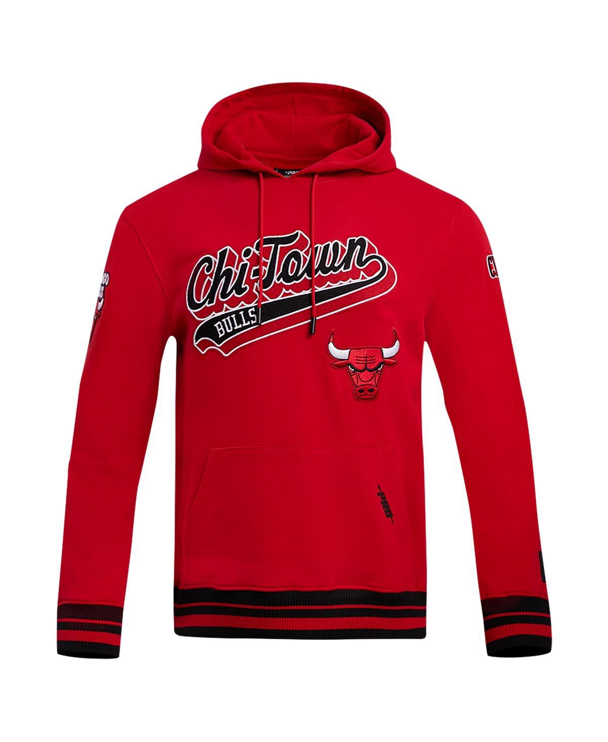 Pro Standard Red Chicago Bulls Script Tail Pullover Hoodie In Red