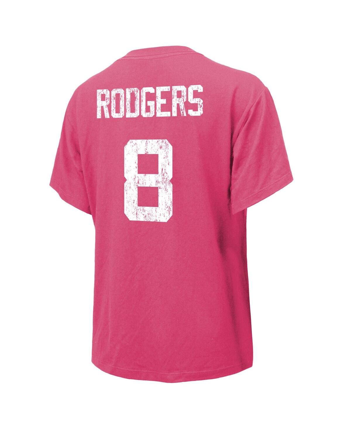 Majestic Women's  Threads Aaron Rodgers Pink Distressed New York Jets Name And Number T-shirt In Pink