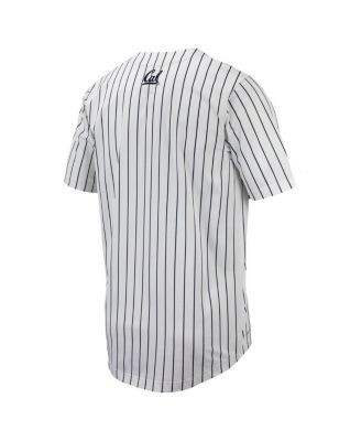 Men's White, Navy Cal Bears Pinstripe Replica Full-Button Baseball Jersey