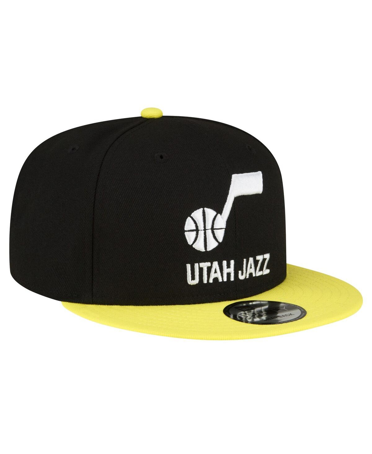 New Era Men's  Black, Yellow Utah Jazz Official Team Color 2tone 9fifty Snapback Hat In Black,yellow