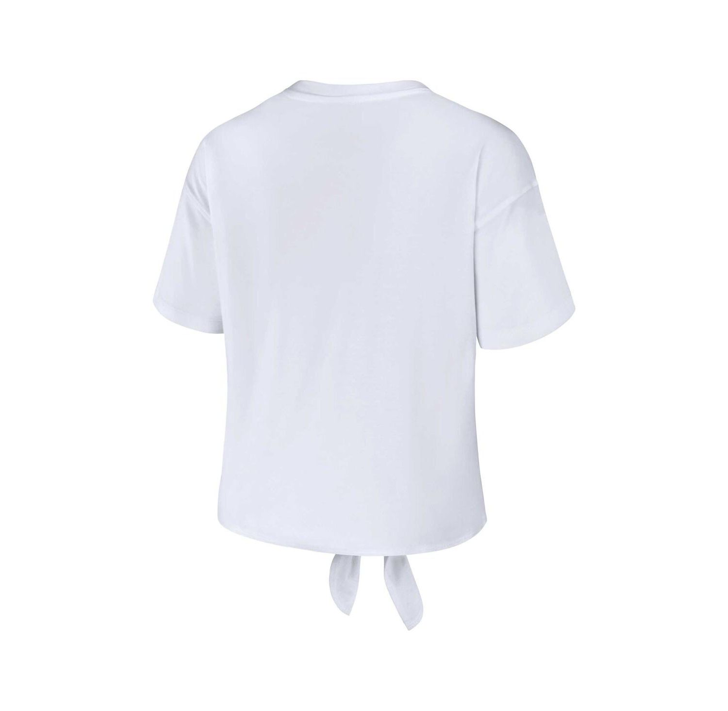 Women's White Los Angeles Dodgers Front Tie T-shirt