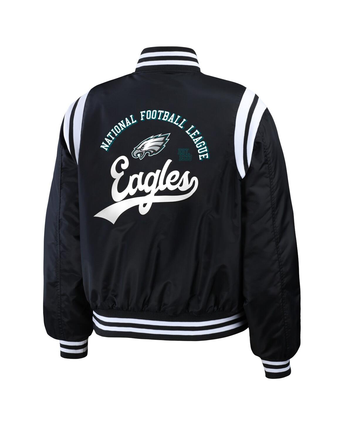 Shop Wear By Erin Andrews Women's  Black Philadelphia Eagles Full-snap Bomber Jacket
