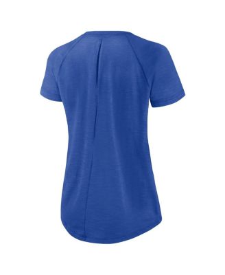 Women's White, Heather Scarlet Los Angeles Rams Back Slit Lightweight Fashion T-shirt