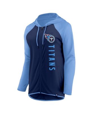 Women's Navy, Light Blue Tennessee Titans Forever Fan Full-Zip Hoodie