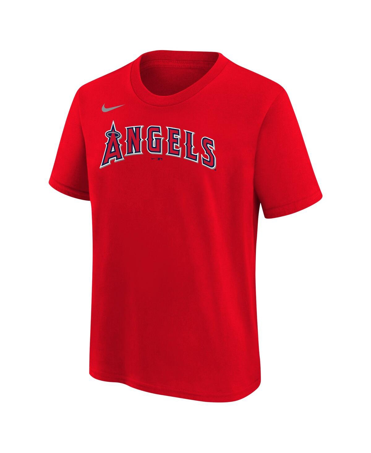 Shop Nike Big Boys  Mike Trout Red Los Angeles Angels Home Player Name And Number T-shirt