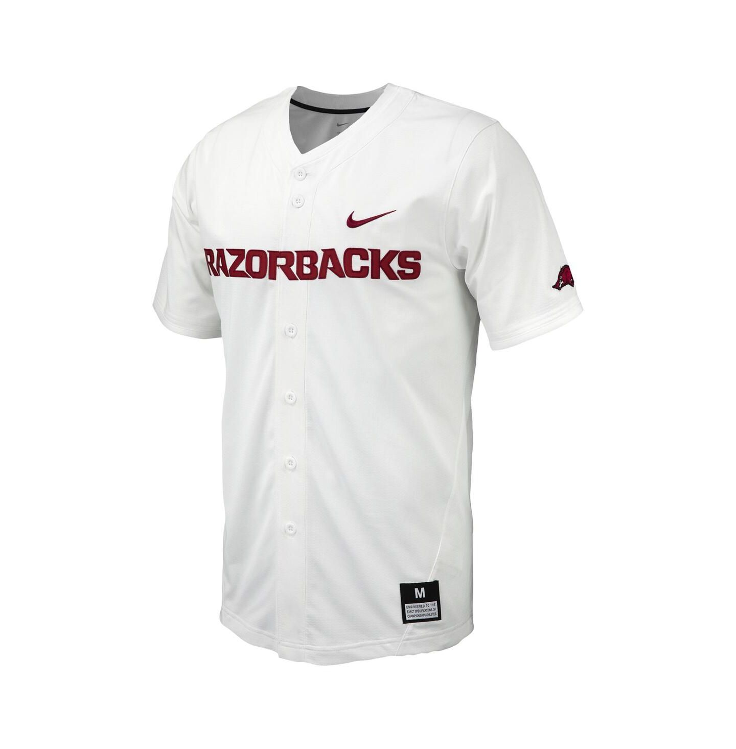Мужской топ Nike Arkansas Razorbacks Replica Full-Button Baseball Jersey, цвет: Серый — фото 5