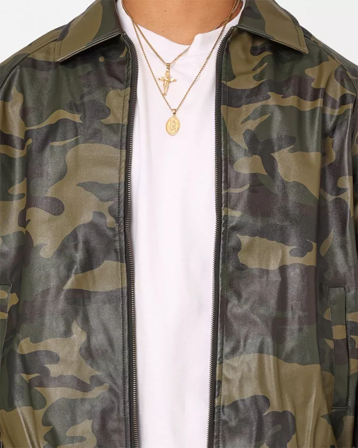 Cillian Camo PU Leather Jacket - thumbnail 2