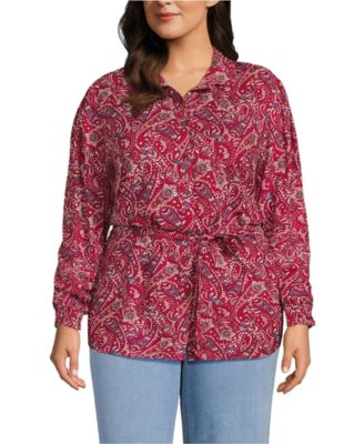Women's Plus Size Rayon Tie Waist Shirt