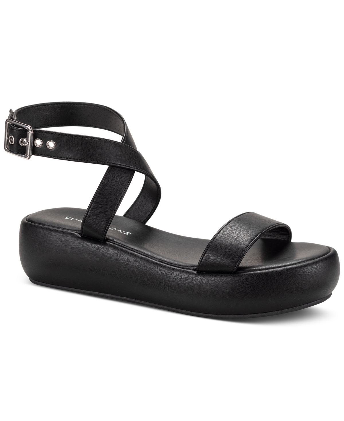 Sun + Stone Simonee Ankle-strap Platform Sandals, Created For Macy's In Black