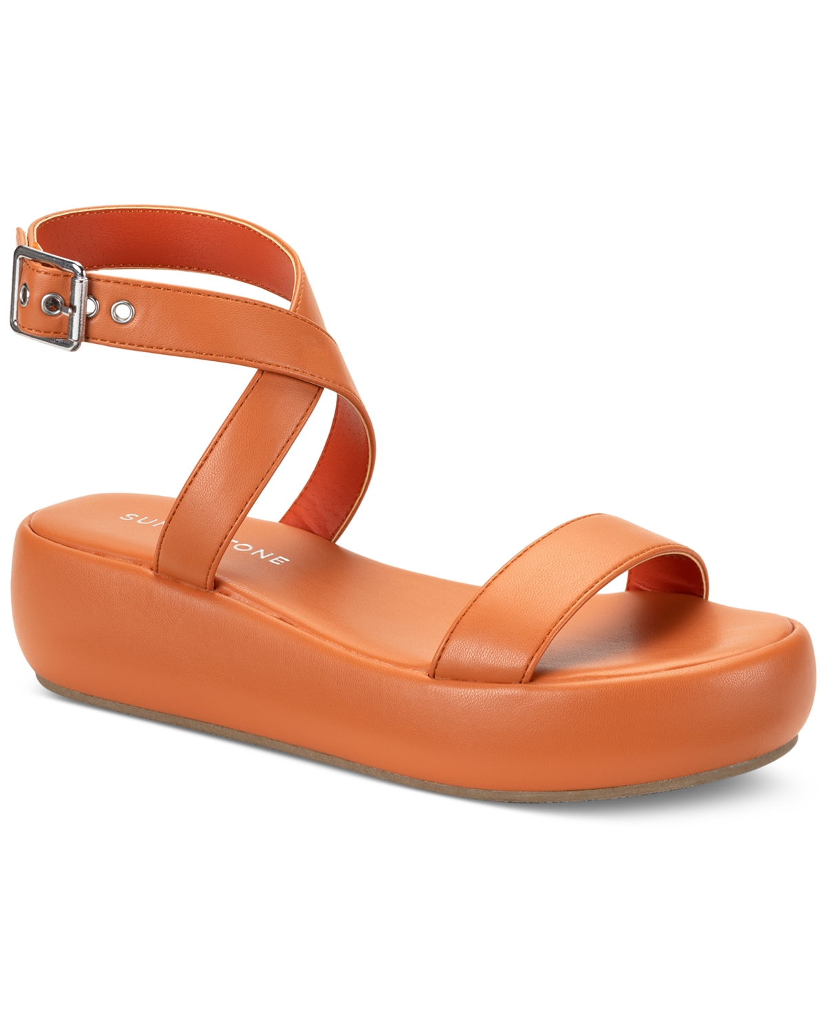 Sun + Stone Simonee Ankle-strap Platform Sandals, Created For Macy's In Papaya