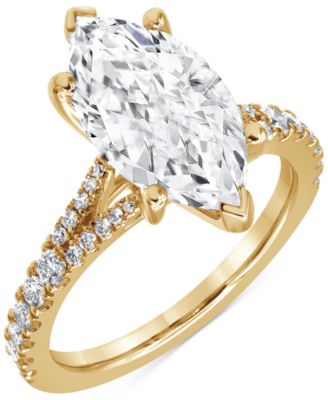 Badgley Mischka - Certified Lab Grown Diamond Marquise- & Round-Cut Engagement Ring (3-1/3 ct. t.w.) in 14k Gold