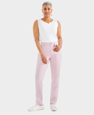 Style & Co - Petite Colored Denim Straight-Leg Jeans