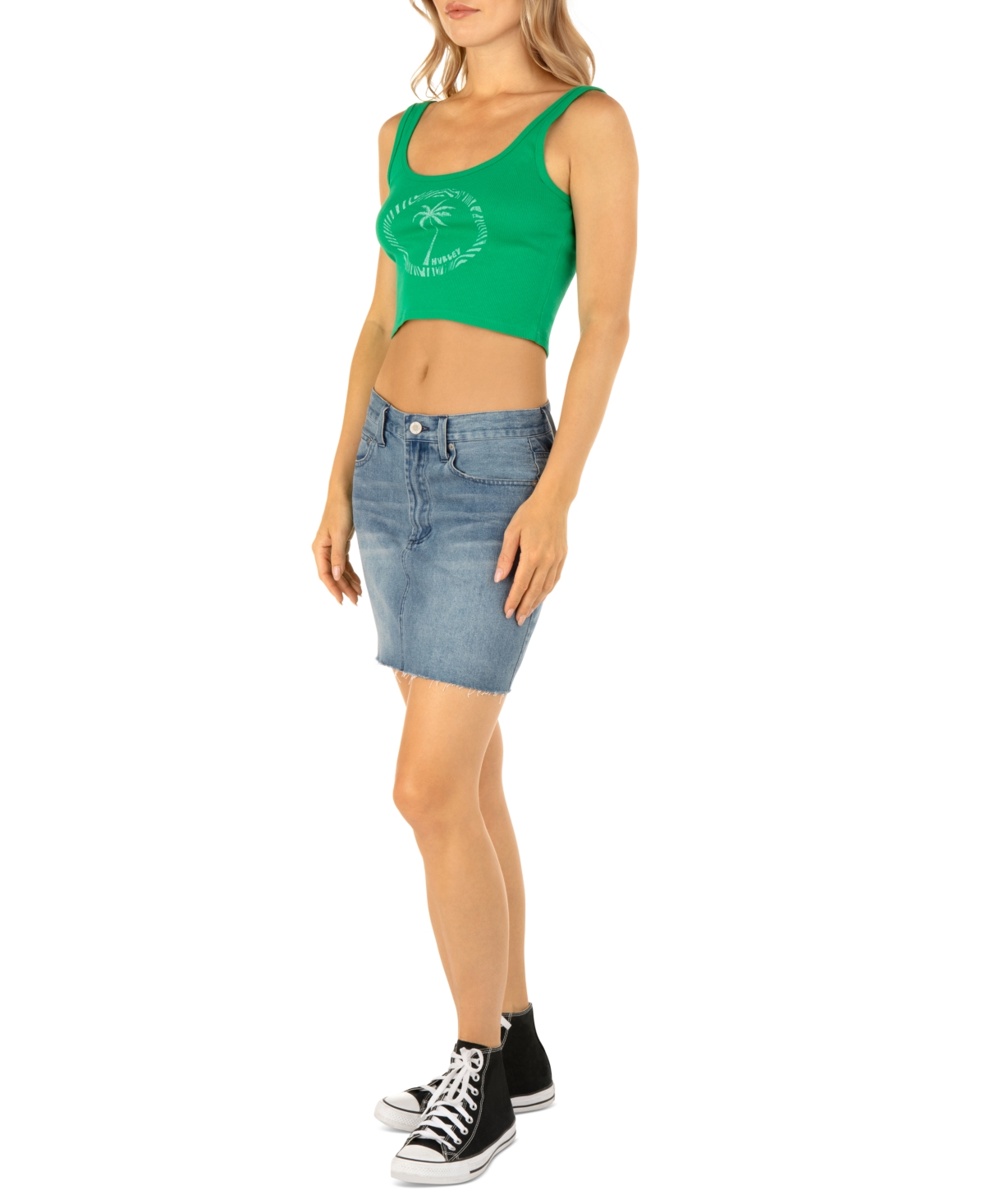 Hurley Juniors' Mika Raw-HemMini Skirt - Denim