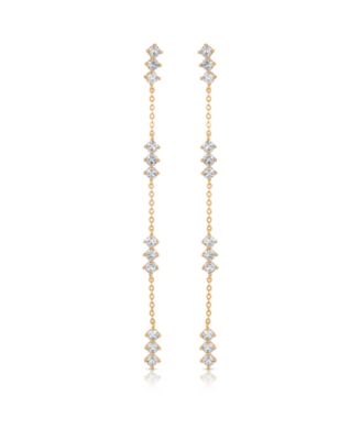 Linear Crystal 18k Gold Plated Drop Earrings