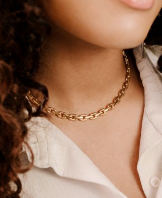 18k Gold Plated Solid Chain Necklace