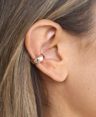 Hammered Earring Cuff with Pear CZ